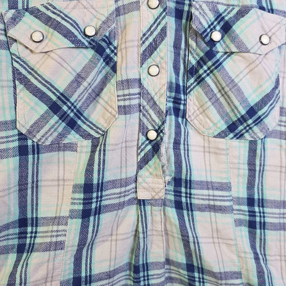 Free People We The Free Vintage Retro Y2K Plaid Fringe Shirt Top Sz Small
